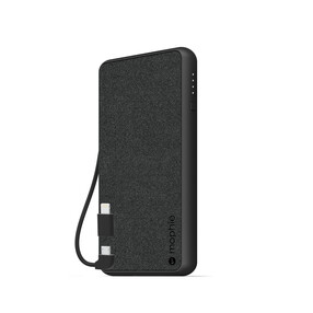 Mophie Powerstation Plus mit integriertem Lightning/ Micro USB Kabel 6.400mAh, schwarz >