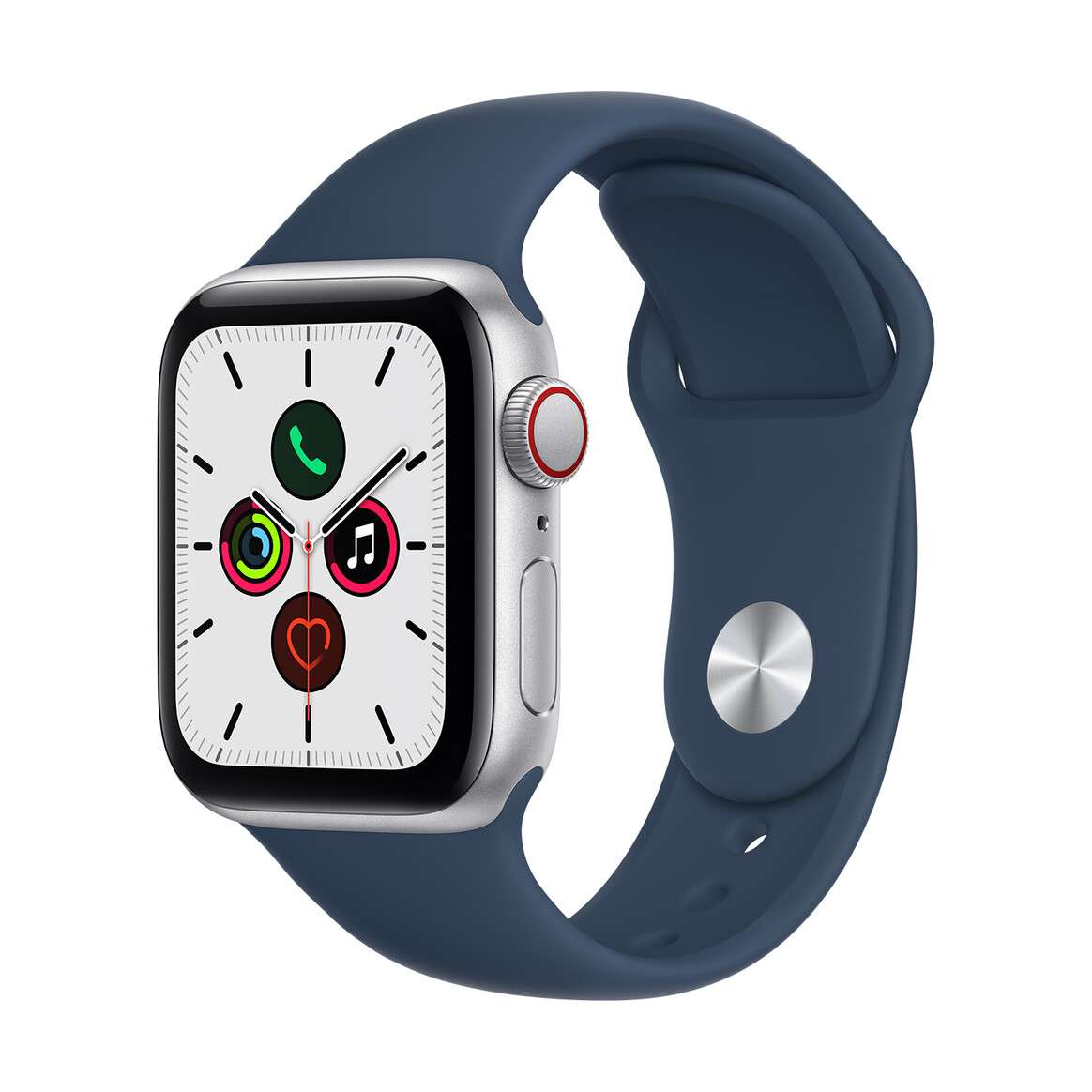 <h1>Apple Watch Series SE GPS + Cellular, Aluminium silber, 40 mm mit Sportarmband, abyssblau</h1>