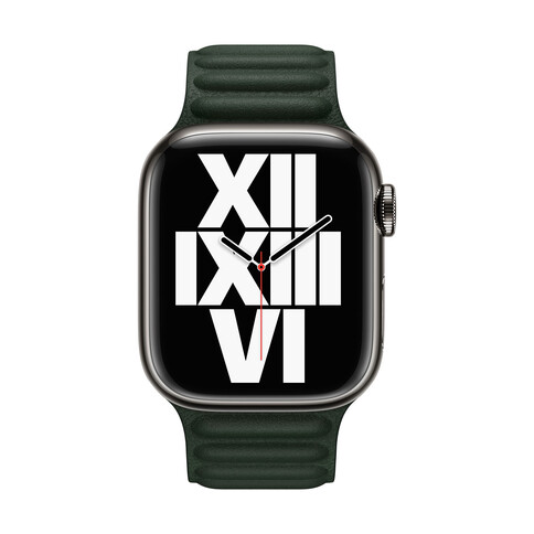 Apple Watch 38/40/41 mm Lederarmband mit Endstück, schwarzgrün, M/L