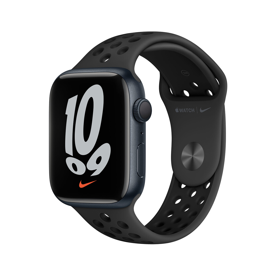 <h1>Apple Watch Nike Series 7 GPS, Aluminium mitternacht, 45 mm mit Nike Sportarmband, anthrazit/schwarz</h1>