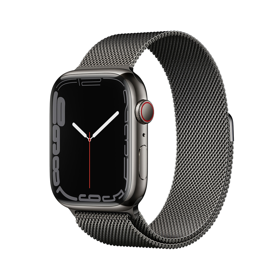 <h1>Apple Watch Series 7 GPS + Cellular, Edelstahl graphit, 45 mm mit Milanaisearmband, graphit</h1>