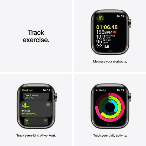 Apple Watch Series 7 GPS + Cellular, Edelstahl graphit, 45 mm mit Milanaisearmband, graphit&gt;