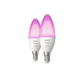 Philips Hue White & Color Ambiance E14, smarte LED Lampe, Doppelpack