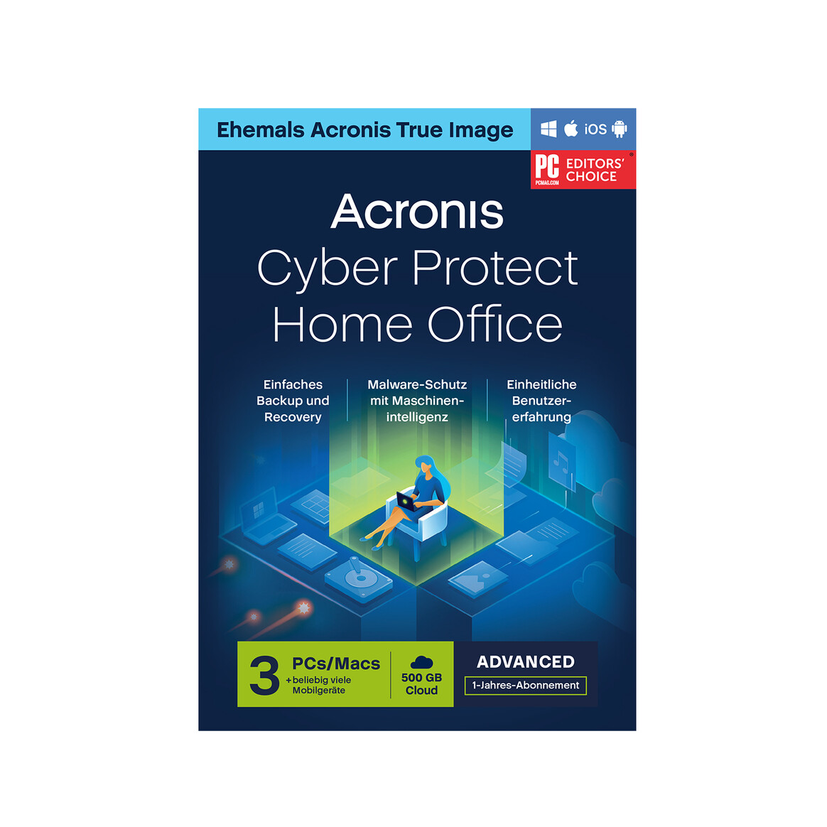 <h1>Acronis Cyber Protect Home Office Advanced + 500GB Acronis Cloud Storage, 3 User, 1 Jahr - ESD</h1>