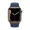 <h1>Apple Watch Series 7 GPS + Cellular, Edelstahl gold, 41 mm mit Sportarmband, abyssblau</h1>
