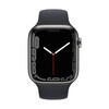 <h1>Apple Watch Series 7 GPS + Cellular, Edelstahl graphit, 45 mm mit Sportarmband, mitternacht</h1>