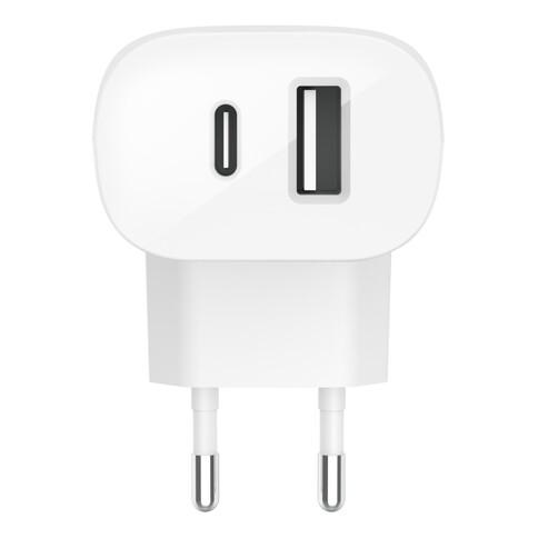 Belkin 37W Dual Ladegerät, 25W USB-C mit Power Delivery, 12W USB-A, weiß