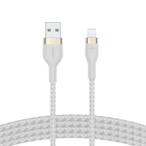 Belkin PRO Flex Lightning/USB-A Silikon-Kabel, Apple zertifiziert, 2m, weiß