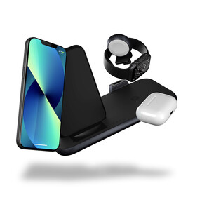Zens Aluminium Series 4 in 1 Stand + Watch + 45W Ladegerät | 2x 10W | Qi | schwarz | ZEDC15B/00
