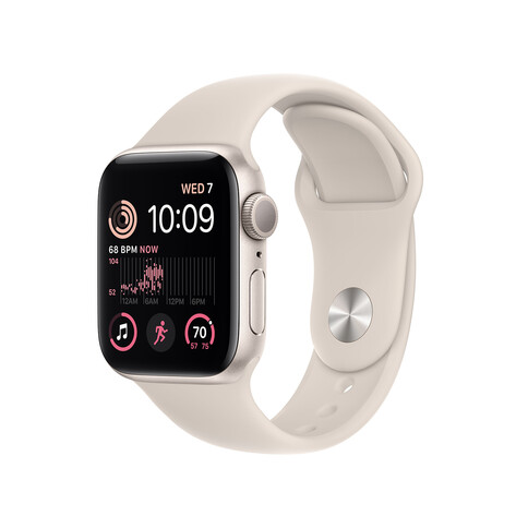 Apple Watch SE GPS, Aluminium polarstern, 40 mm mit Sportarmband, polarstern&gt;