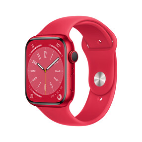 Apple Watch Series 8 GPS, Aluminium (PRODUCT)RED, 45 mm mit Sportarmband, (PRODUCT)RED>