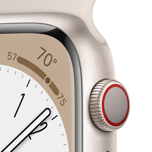 Apple Watch Series 8 GPS + Cellular, Aluminium polarstern, 45mm mit Sportarmband, polarstern&gt;