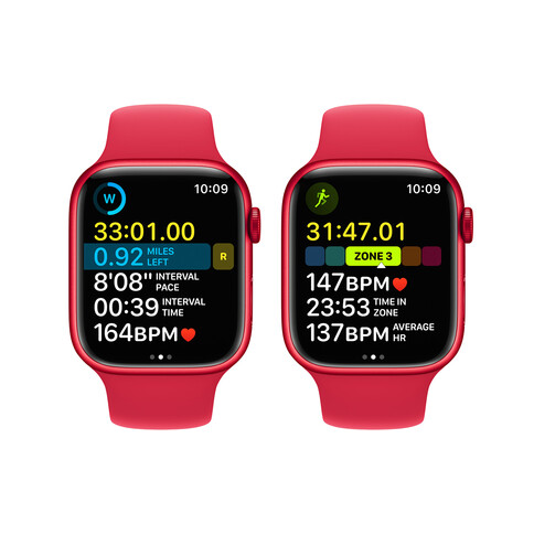Apple Watch Series 8 GPS + Cellular, Aluminium (PRODUCT)RED, 45 mm mit Sportarmband, (PRODUCT)RED