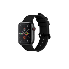 Native Union 42/44/45 mm Curve Silikonarmband für Apple Watch Series 2/3/4/5/6/7/8/SE/SE2 , schwarz>