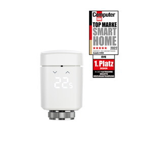 Sie sehen das Produkt Eve Thermo, Heizkörperthermostat mit Display & Touchbedienfeld (Austria), Produktbild: 01 Eve Thermo, Heizkörperthermostat mit Display & Touchbedienfeld (Austria)