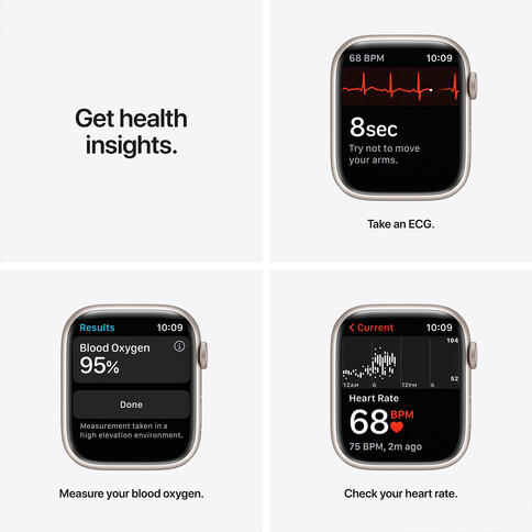 Apple Watch Series 7 GPS, Aluminium sternenlicht, 45 mm mit Sportarmband, sternenlicht&gt;