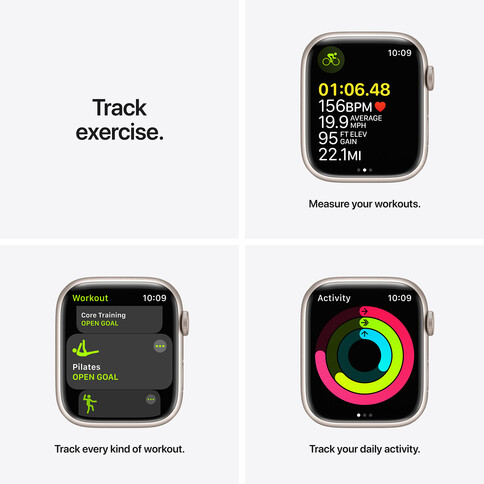 Apple Watch Series 7 GPS, Aluminium sternenlicht, 45 mm mit Sportarmband, sternenlicht&gt;