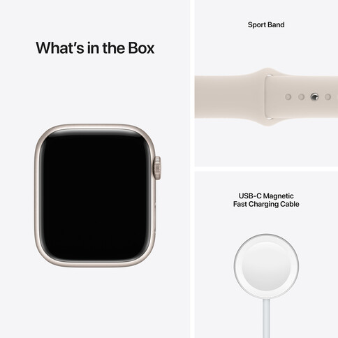 Apple Watch Series 7 GPS, Aluminium sternenlicht, 45 mm mit Sportarmband, sternenlicht&gt;