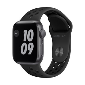Apple Watch Nike SE GPS, Aluminium space grau, 40 mm mit Nike Sportarmband, anthrazit/schwarz