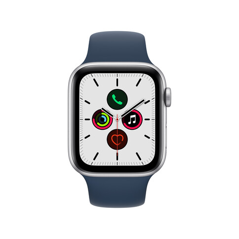 Apple Watch Series SE GPS, Aluminium silber, 44 mm mit Sportarmband, abyssblau&gt;