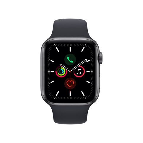 Apple Watch Series SE GPS, Aluminium space grau, 44 mm mit Sportarmband, mitternachtschwarz
