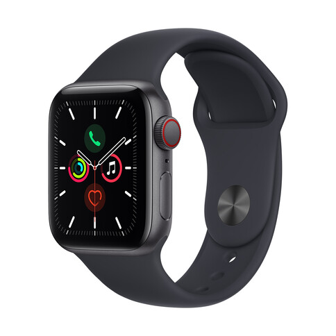Apple Watch Series SE GPS + Cellular, Aluminium space grau, 40 mm mit Sportarmband, mitternachtschwarz