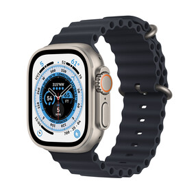Apple Watch Ultra GPS + Cellular, Titan, 49mm Oceanarmband, mitternacht>