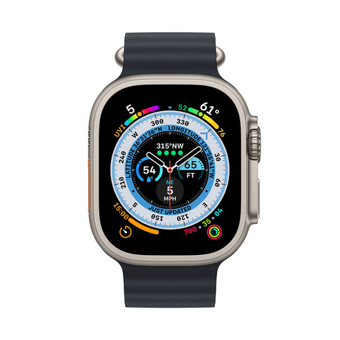 Apple Watch Ultra GPS + Cellular, Titan, 49mm Oceanarmband, mitternacht&gt;