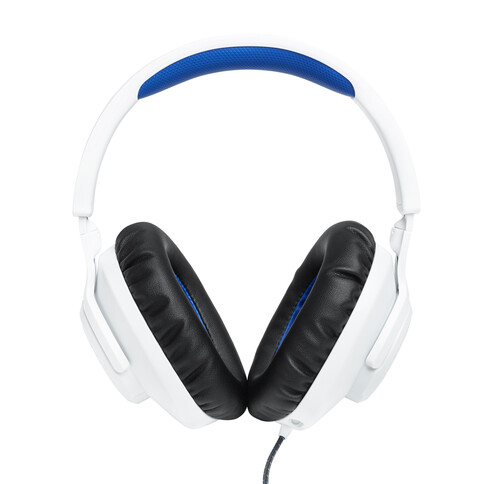 JBL Quantum 100P, Kabelgebundenes Over-Ear-Gaming-Headset, weiß/blau
