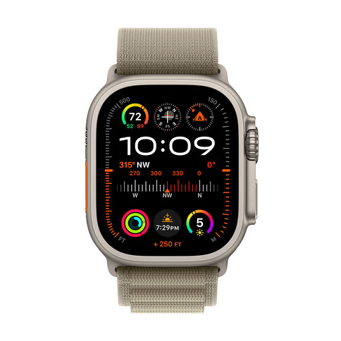 Apple Watch Ultra 2 GPS + Cellular, Titan, 49mm Alpinarmband, medium, oliv