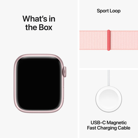 Apple Watch Series 9 GPS + Cellular, Aluminium rosé, 41mm mit Sport Loop, hellrosa