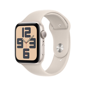 Apple Watch SE GPS, Aluminum polarstern, 44mm mit Sportarmband, polarstern - S/M>