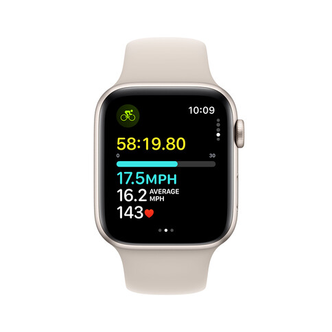 Apple Watch SE GPS, Aluminum polarstern, 44mm mit Sportarmband, polarstern - S/M