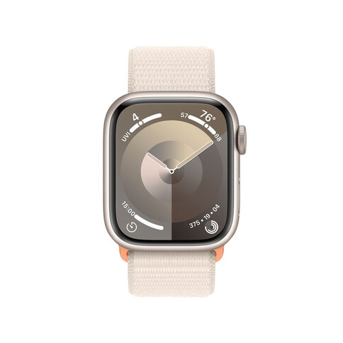 Apple Watch Series 9 GPS, Aluminium polarstern, 41mm mit Sport Loop, polarstern