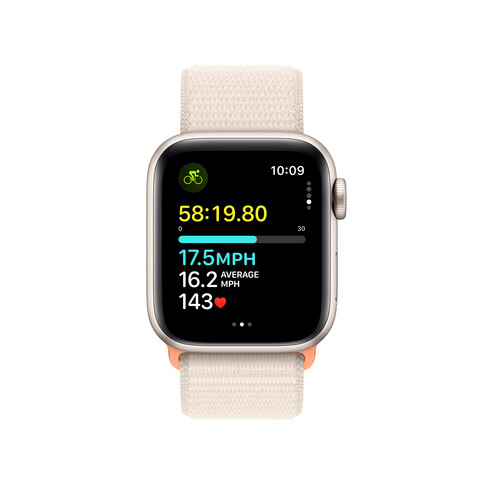 Apple Watch SE GPS + Cellular, Aluminum polarstern, 40mm mit Sport Loop, polarstern