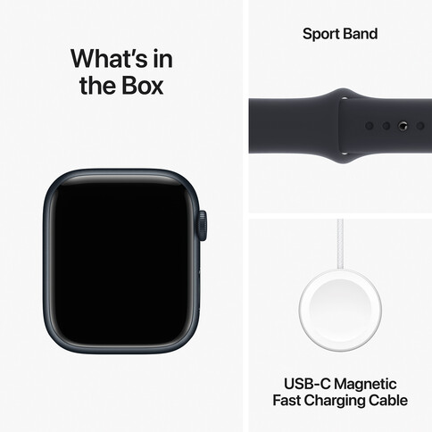 Apple Watch Series 9 GPS, Aluminium mitternacht, 45mm mit Sportarmband, mitternacht - M/L