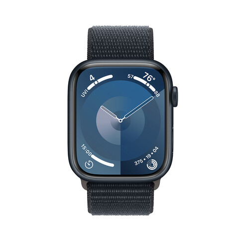 Apple Watch Series 9 GPS, Aluminium mitternacht, 45mm mit Sport Loop, mitternacht