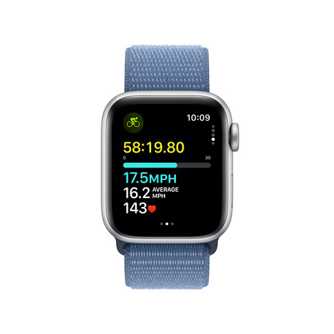 Apple Watch SE GPS + Cellular, Aluminum silber, 40mm mit Sport Loop, winterblau