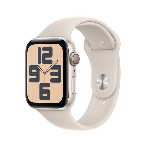 Apple Watch SE GPS + Cellular, Aluminum polarstern, 44mm mit Sportarmband, polarstern - M/L&gt;