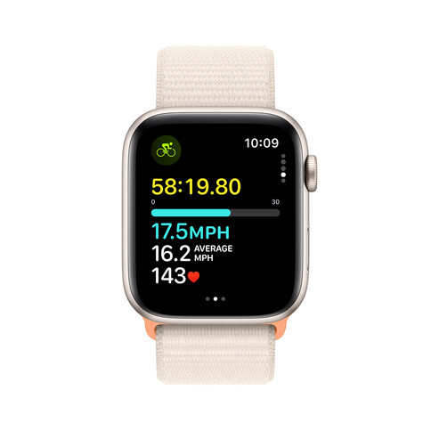 Apple Watch SE GPS + Cellular, Aluminum polarstern, 44mm mit Sport Loop, polarstern