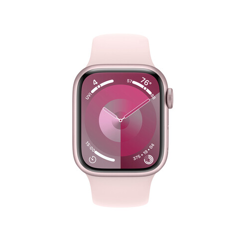 Apple Watch Series 9 GPS, Aluminium rosé, 41mm mit Sportarmband, hellrosa - S/M