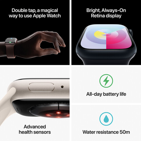 Apple Watch Series 9 GPS, Aluminium rosé, 41mm mit Sportarmband, hellrosa - S/M