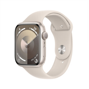Apple Watch Series 9 GPS, Aluminium polarstern, 45mm mit Sportarmband, polarstern - M/L