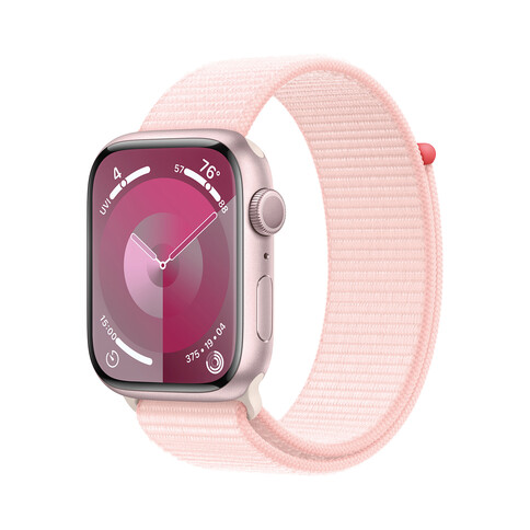 Apple Watch Series 9 GPS, Aluminium rosé, 45mm mit Sport Loop, hellrosa