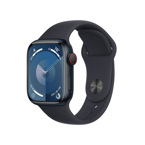 Apple Watch Series 9 GPS + Cellular, Aluminium mitternacht, 41mm mit Sportarmband, mitternacht - S/M