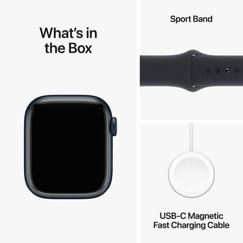 Apple Watch Series 9 GPS + Cellular, Aluminium mitternacht, 41mm mit Sportarmband, mitternacht - S/M