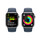 Apple Watch Series 9 GPS + Cellular, Edelstahl silber, 41mm mit Sportarmband, sturmblau - S/M