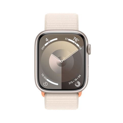 Apple Watch Series 9 GPS + Cellular, Aluminium polarstern, 45mm mit Sport Loop, polarstern