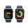 Apple Watch Series 9 GPS + Cellular, Aluminium silber, 45mm mit Sportarmband, sturmblau - S/M&gt;