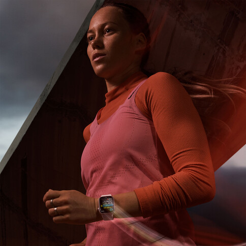 Apple Watch Series 9 GPS + Cellular, Aluminium rosé, 45mm mit Sportarmband, hellrosa - S/M